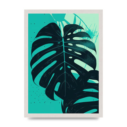Monstera Leaf in Turquoise Minimalism