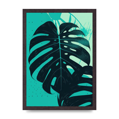 Monstera Leaf in Turquoise Minimalism
