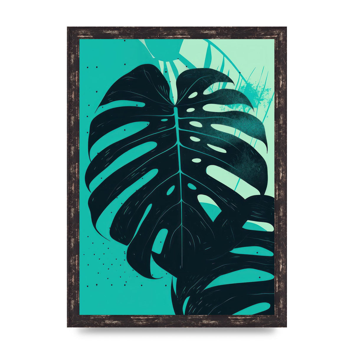 Monstera Leaf in Turquoise Minimalism