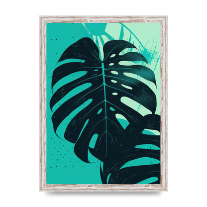 Monstera Leaf in Turquoise Minimalism