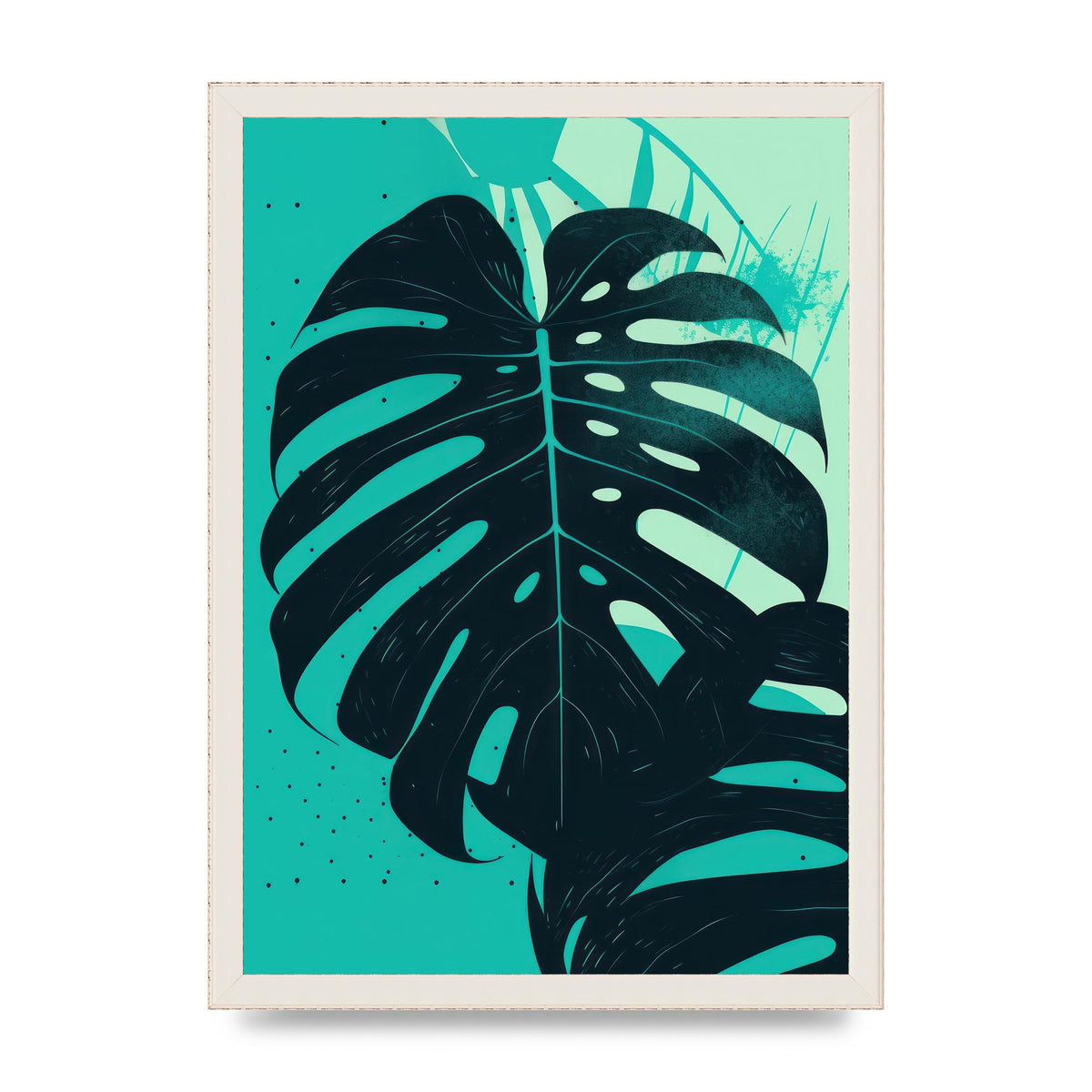 Monstera Leaf in Turquoise Minimalism