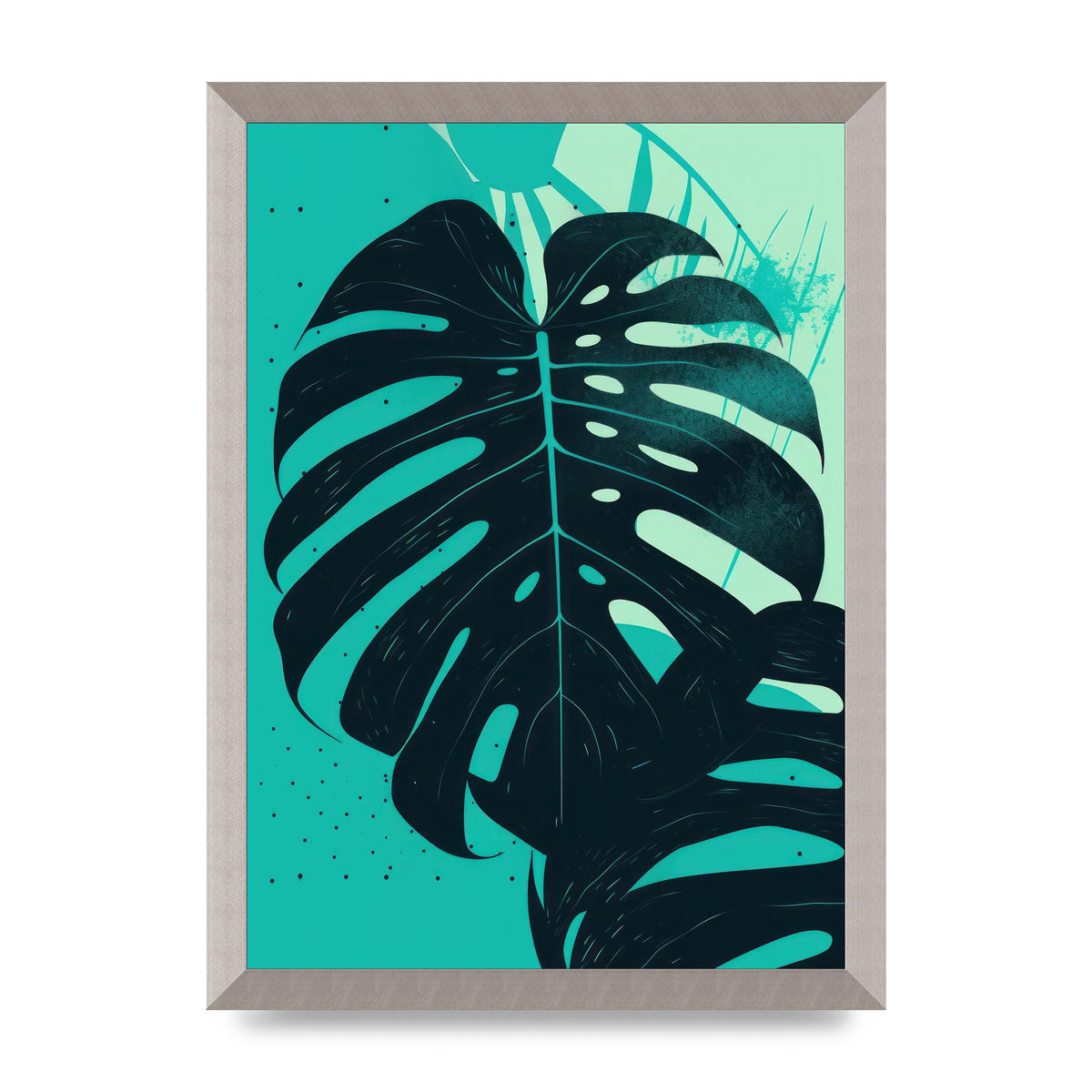 Monstera Leaf in Turquoise Minimalism