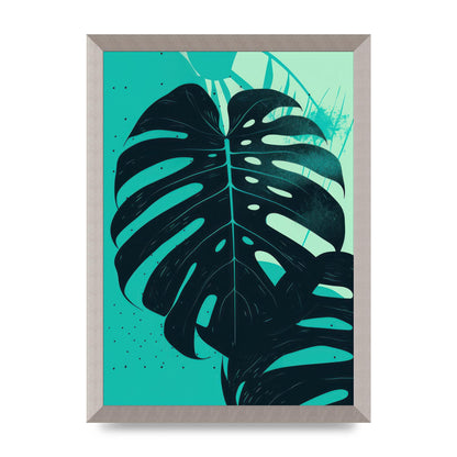 Monstera Leaf in Turquoise Minimalism