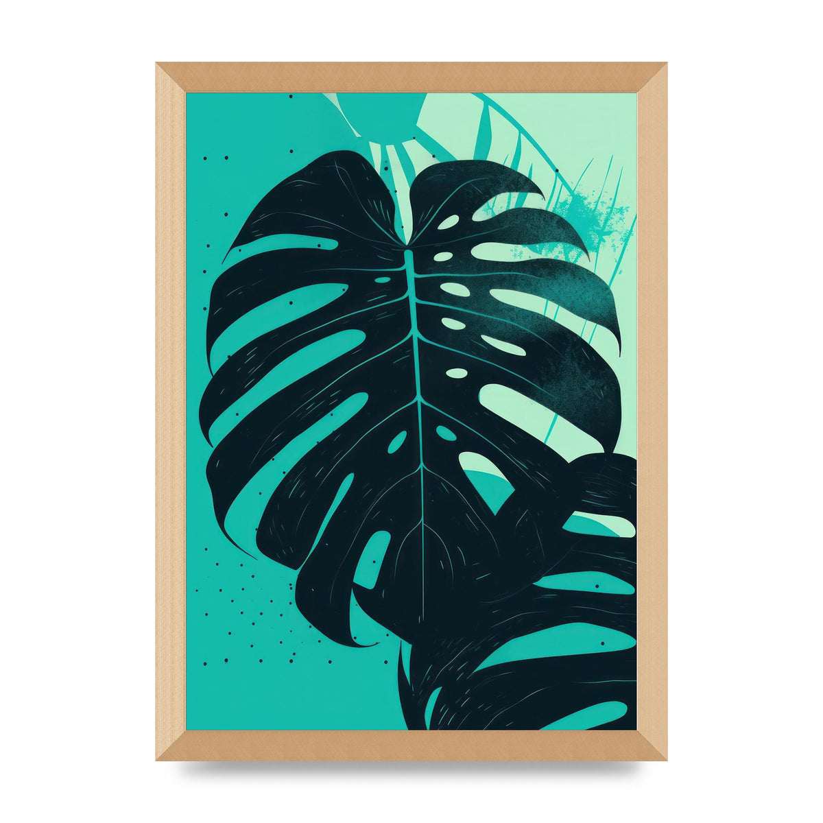Monstera Leaf in Turquoise Minimalism
