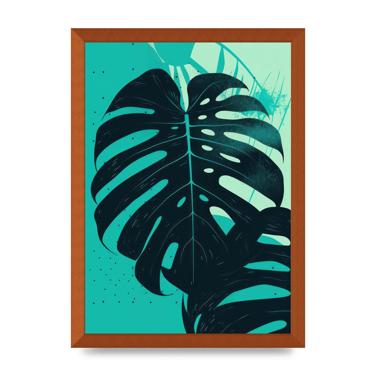 Monstera Leaf in Turquoise Minimalism