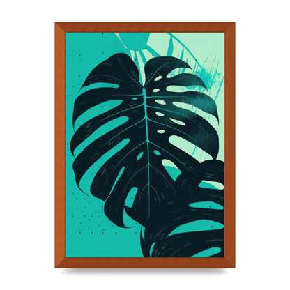 Monstera Leaf in Turquoise Minimalism
