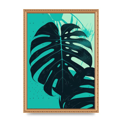 Monstera Leaf in Turquoise Minimalism