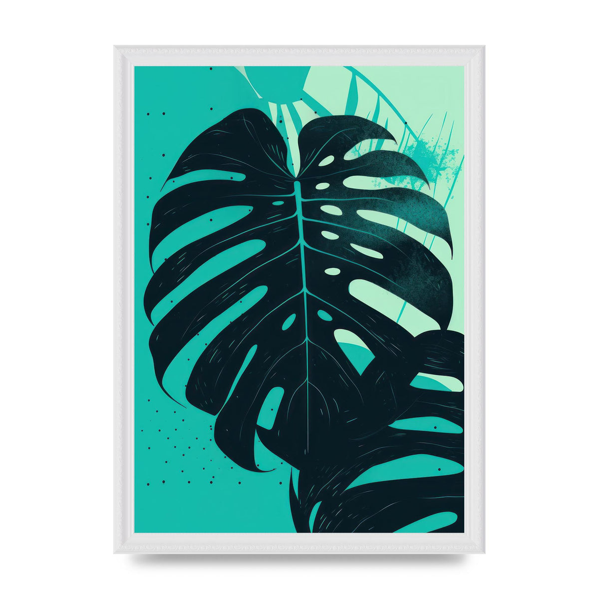 Monstera Leaf in Turquoise Minimalism