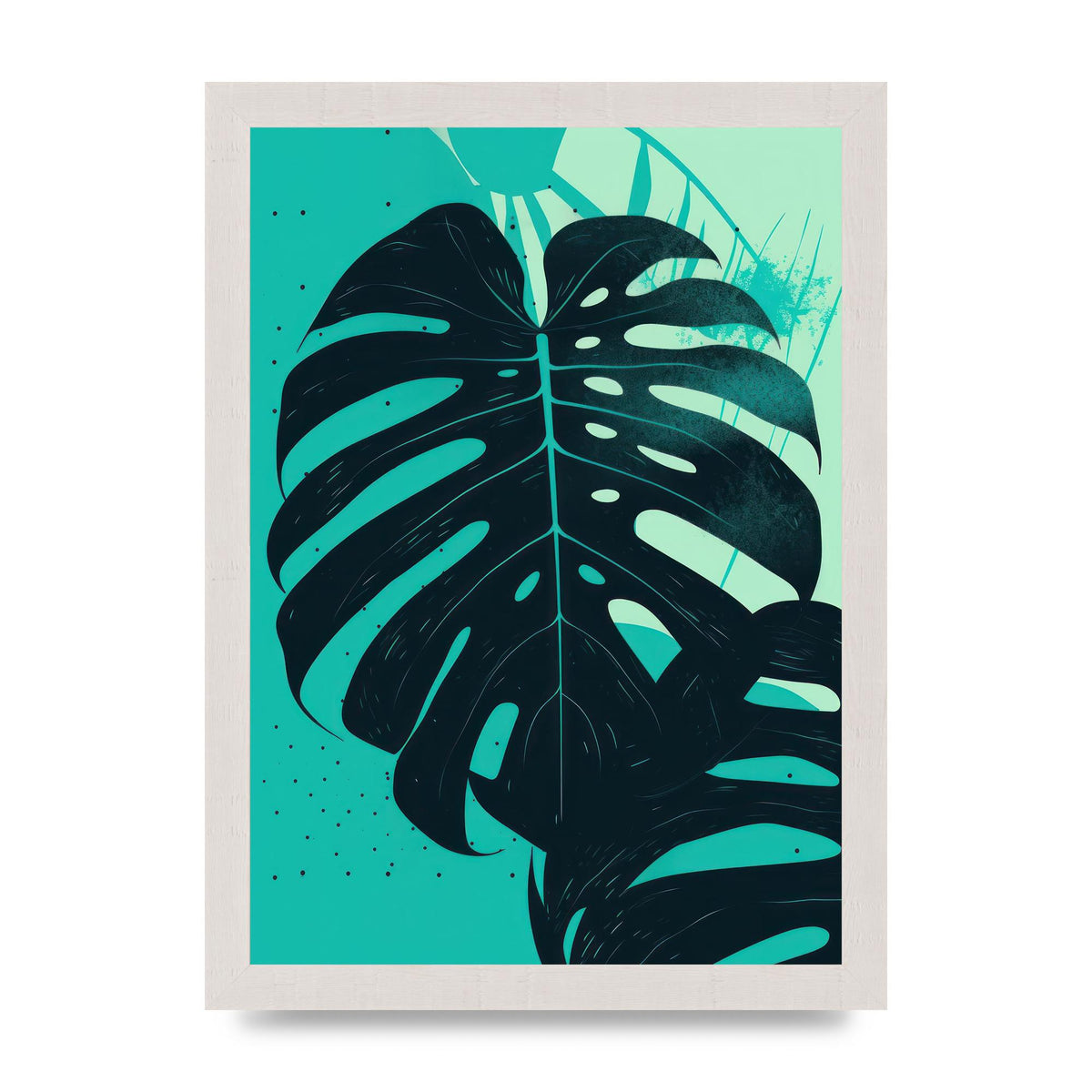 Monstera Leaf in Turquoise Minimalism