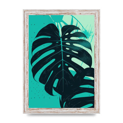 Monstera Leaf in Turquoise Minimalism