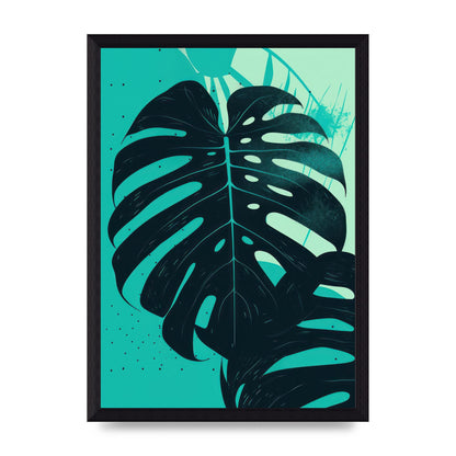 Monstera Leaf in Turquoise Minimalism