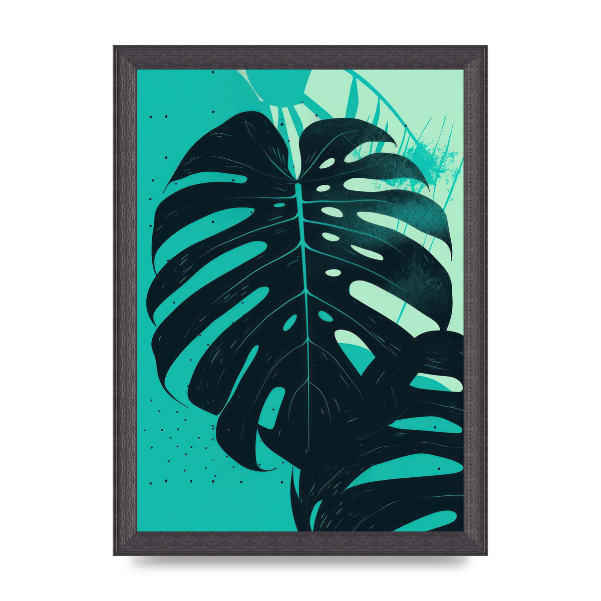 Monstera Leaf in Turquoise Minimalism