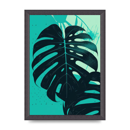 Monstera Leaf in Turquoise Minimalism
