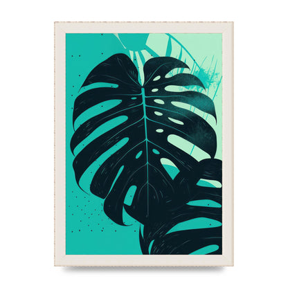 Monstera Leaf in Turquoise Minimalism