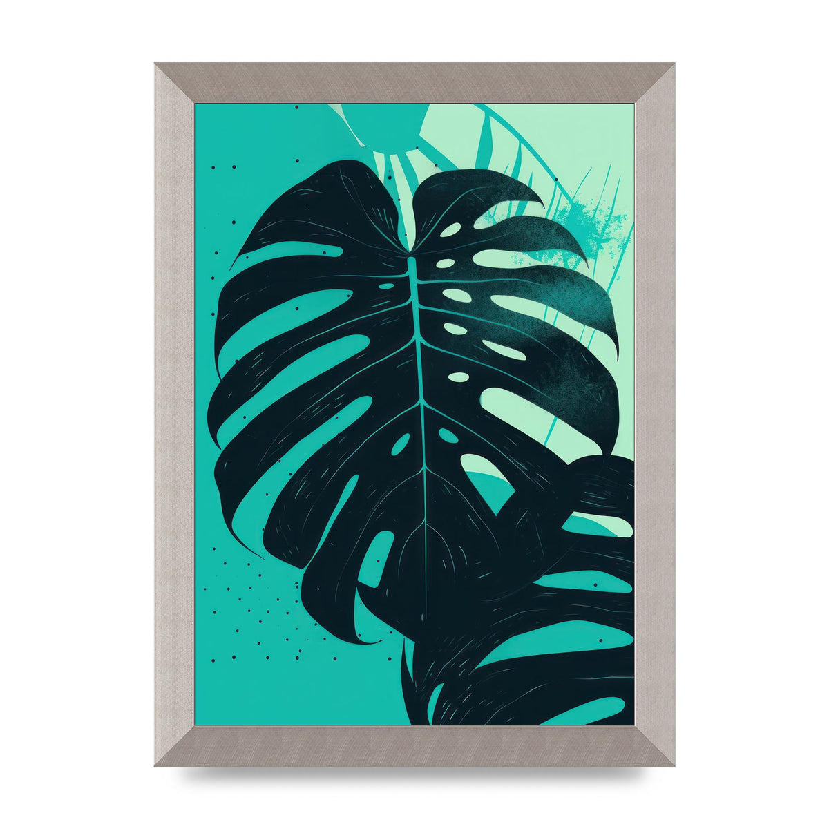 Monstera Leaf in Turquoise Minimalism