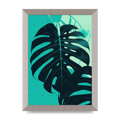 Monstera Leaf in Turquoise Minimalism