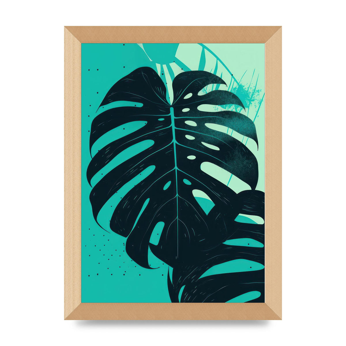 Monstera Leaf in Turquoise Minimalism