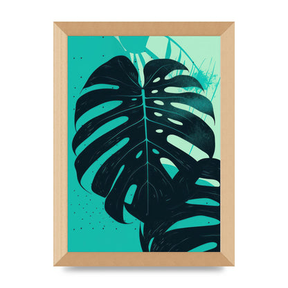 Monstera Leaf in Turquoise Minimalism