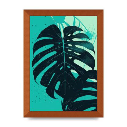 Monstera Leaf in Turquoise Minimalism