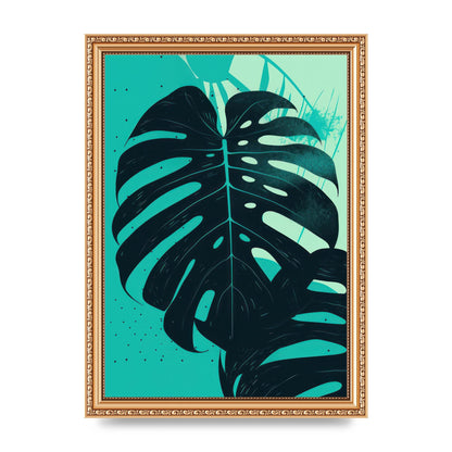 Monstera Leaf in Turquoise Minimalism