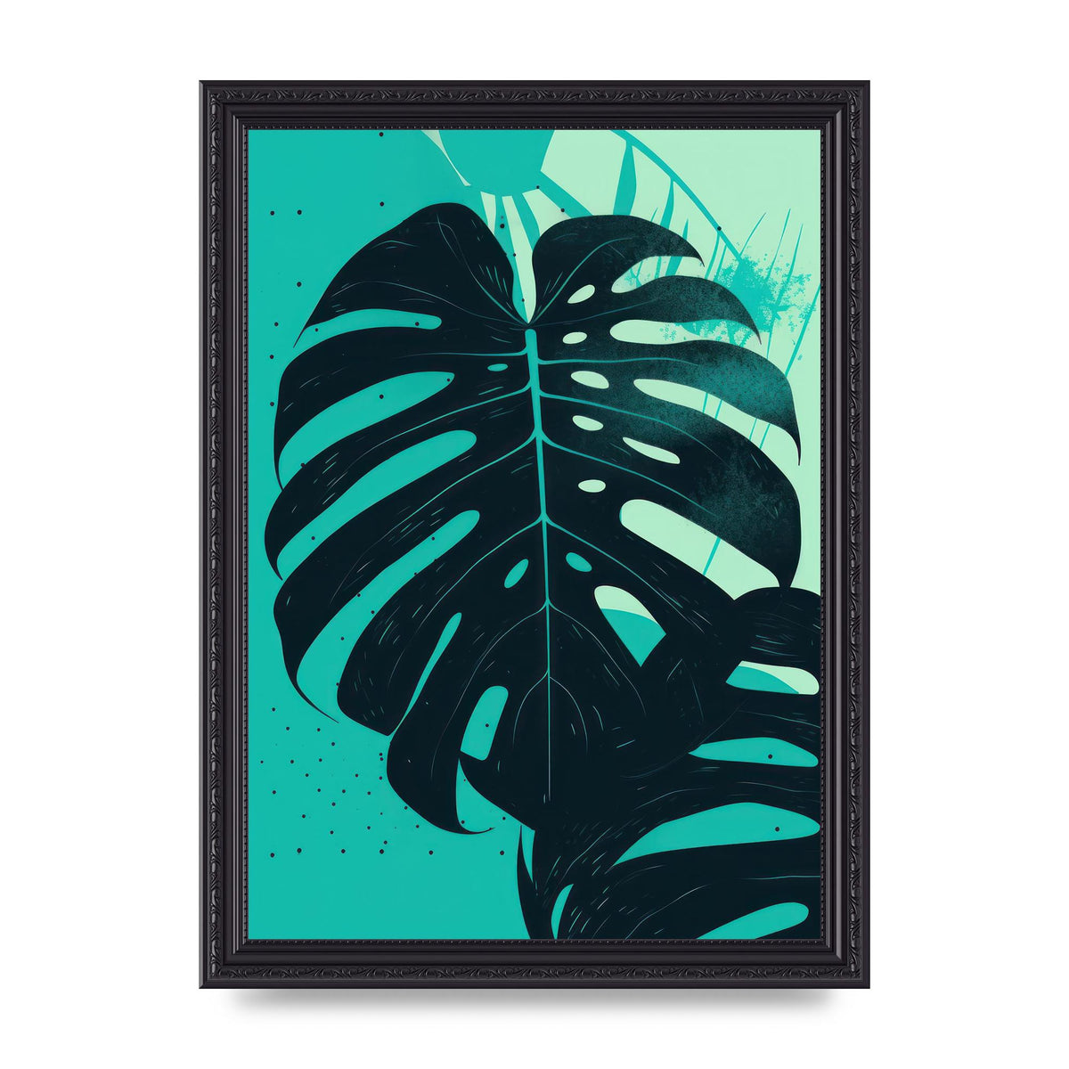 Monstera Leaf in Turquoise Minimalism