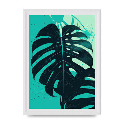Monstera Leaf in Turquoise Minimalism