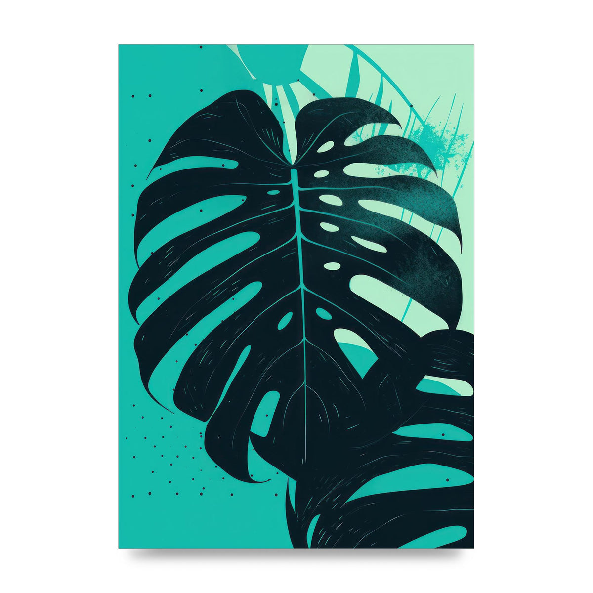 Monstera Leaf in Turquoise Minimalism