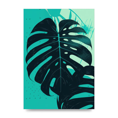 Monstera Leaf in Turquoise Minimalism