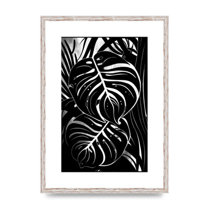 Monochrome Monstera Leaf Risograph