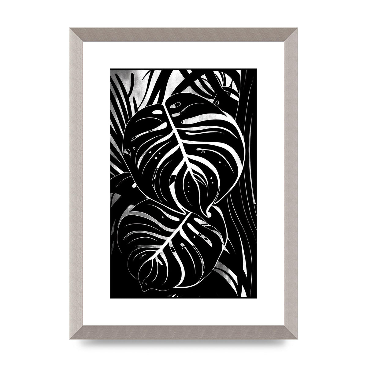 Monochrome Monstera Leaf Risograph