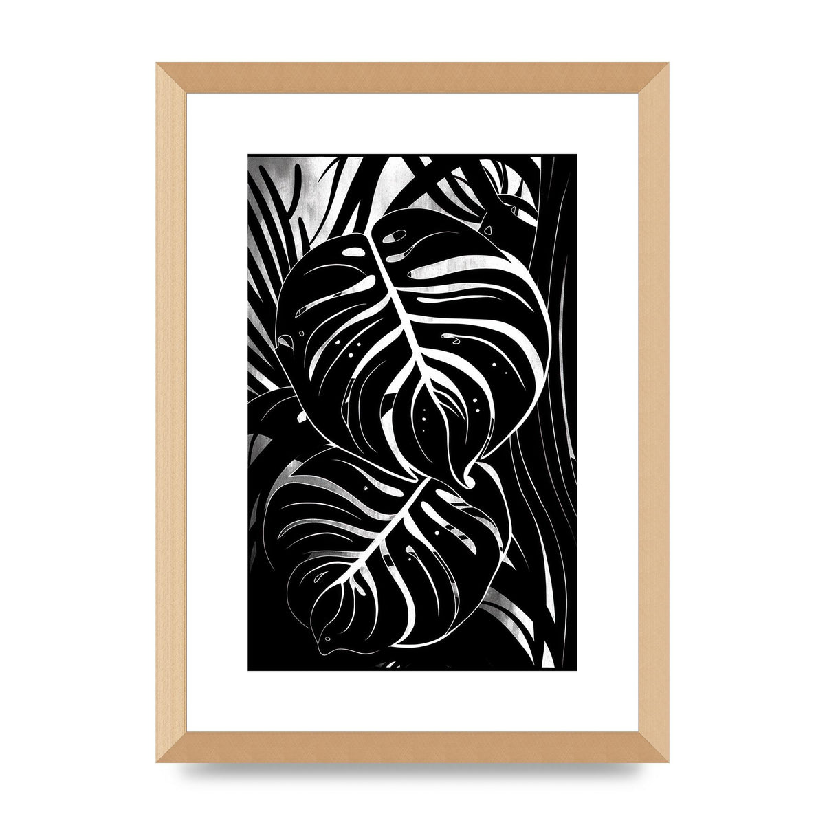 Monochrome Monstera Leaf Risograph