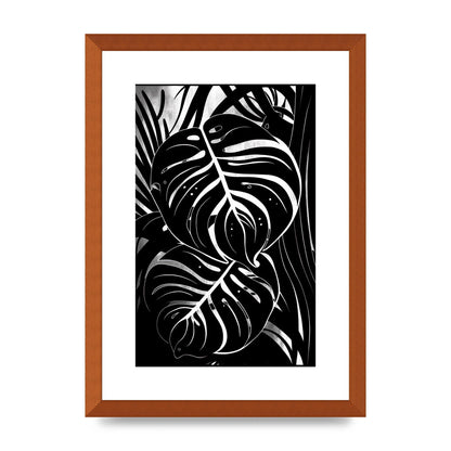 Monochrome Monstera Leaf Risograph