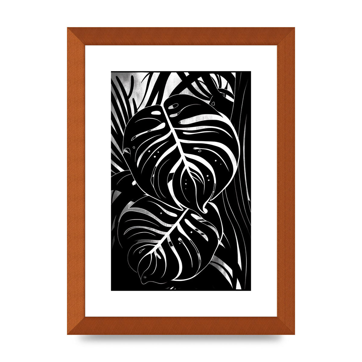 Monochrome Monstera Leaf Risograph