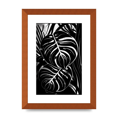 Monochrome Monstera Leaf Risograph