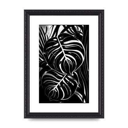 Monochrome Monstera Leaf Risograph