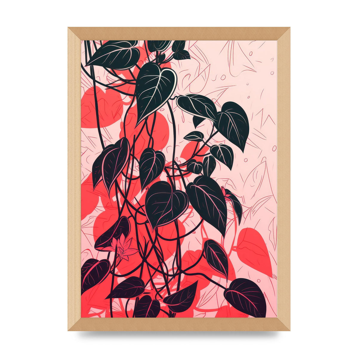 Pothos Vine in Pink Monochrome