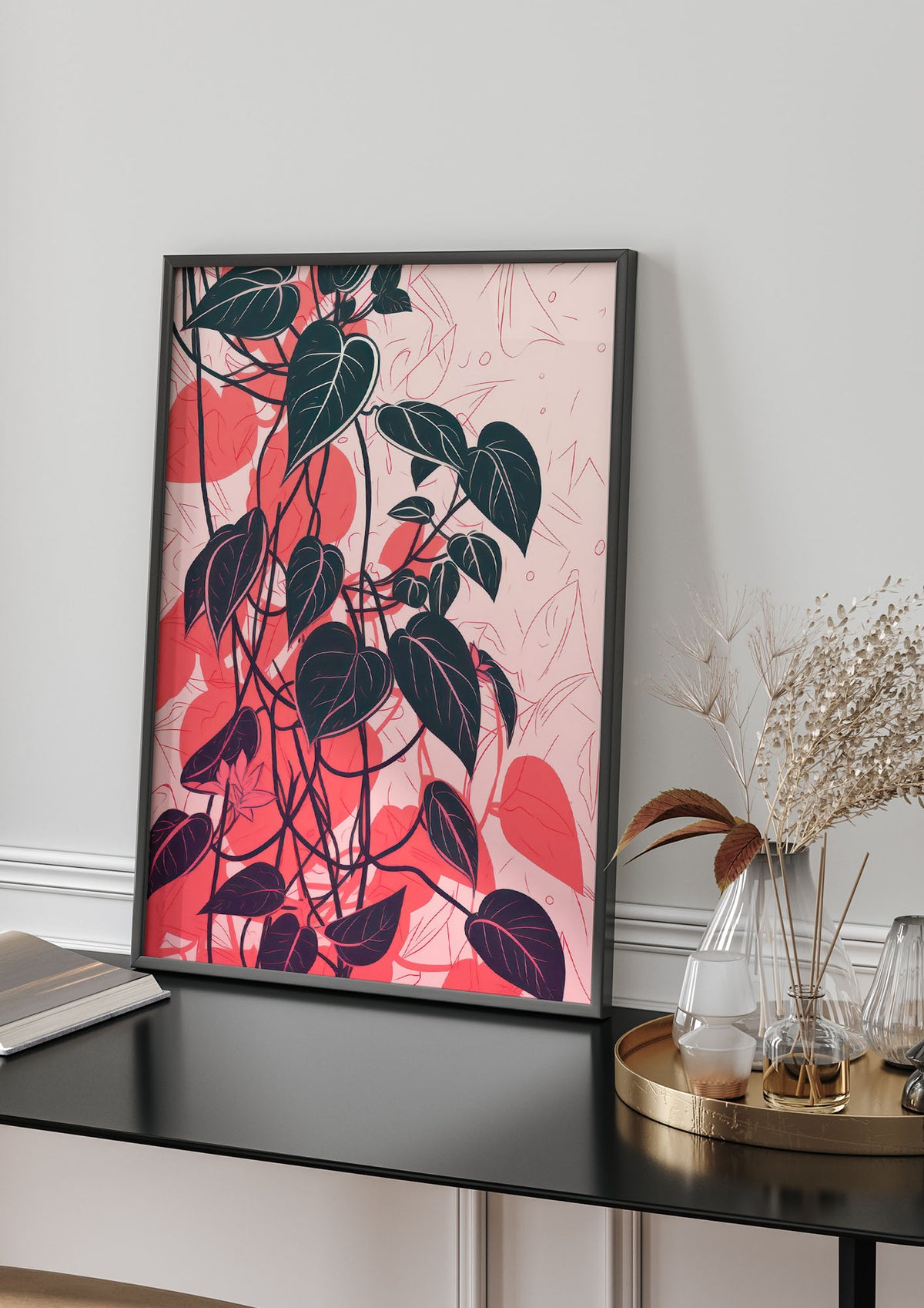 Pothos Vine in Pink Monochrome