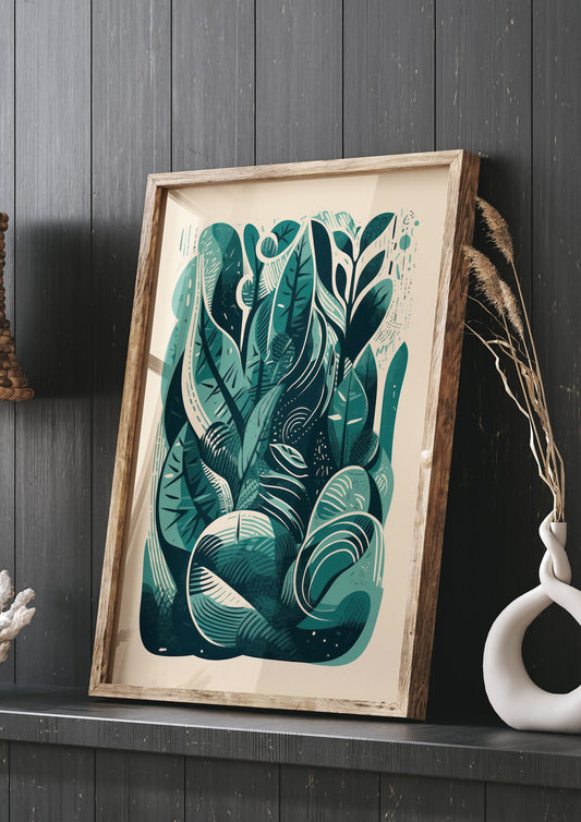 Abstract Snake Plant in Monochrome