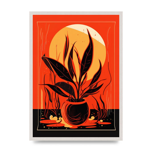 Snake Plant on Vibrant Orange