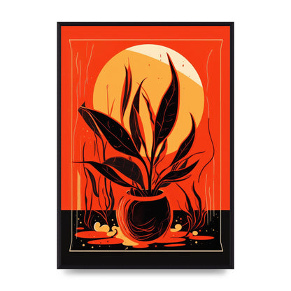 Snake Plant on Vibrant Orange