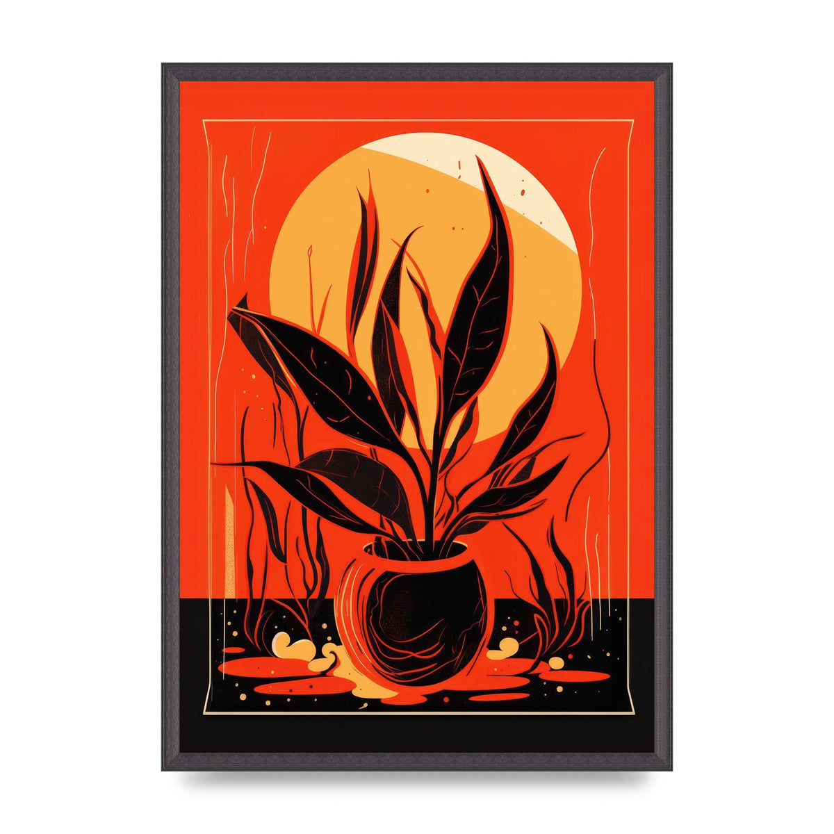 Snake Plant on Vibrant Orange