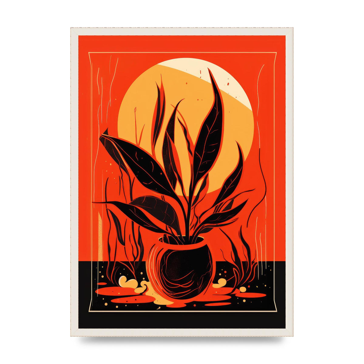 Snake Plant on Vibrant Orange