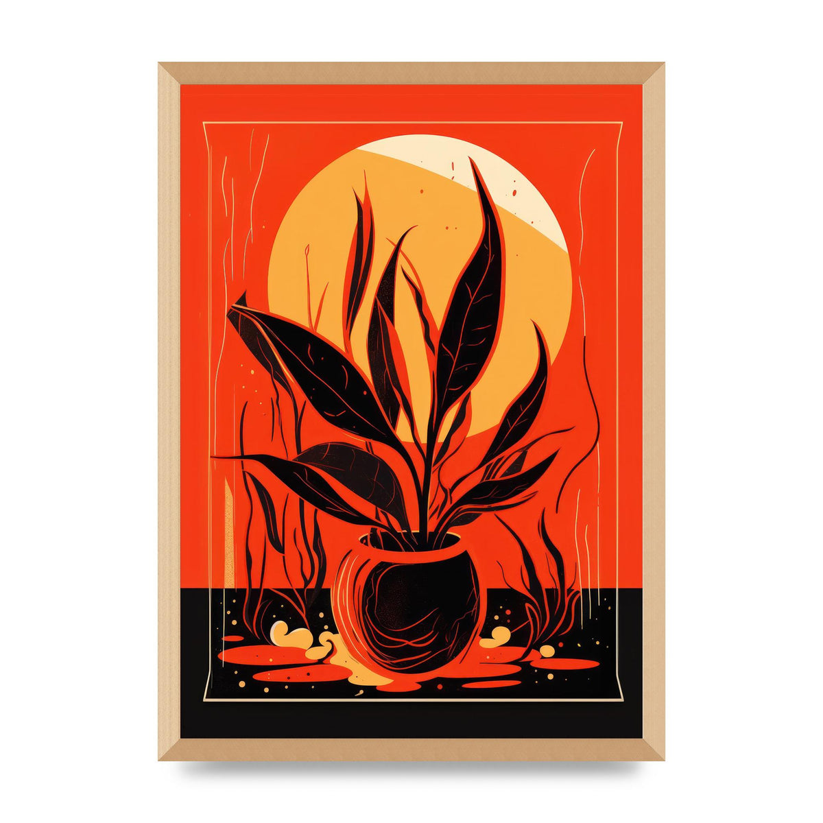Snake Plant on Vibrant Orange