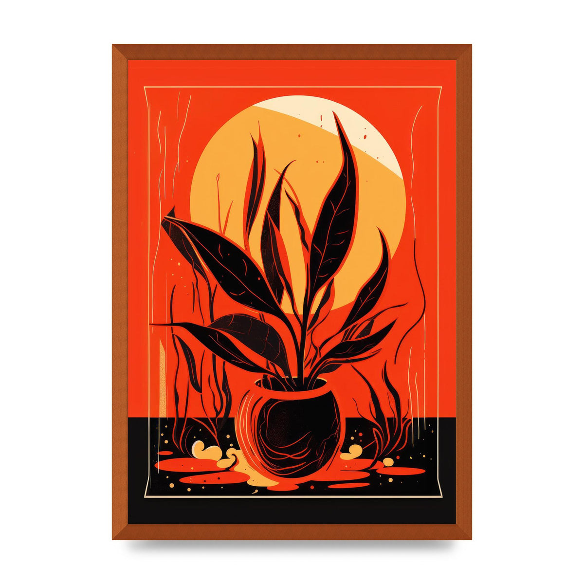 Snake Plant on Vibrant Orange