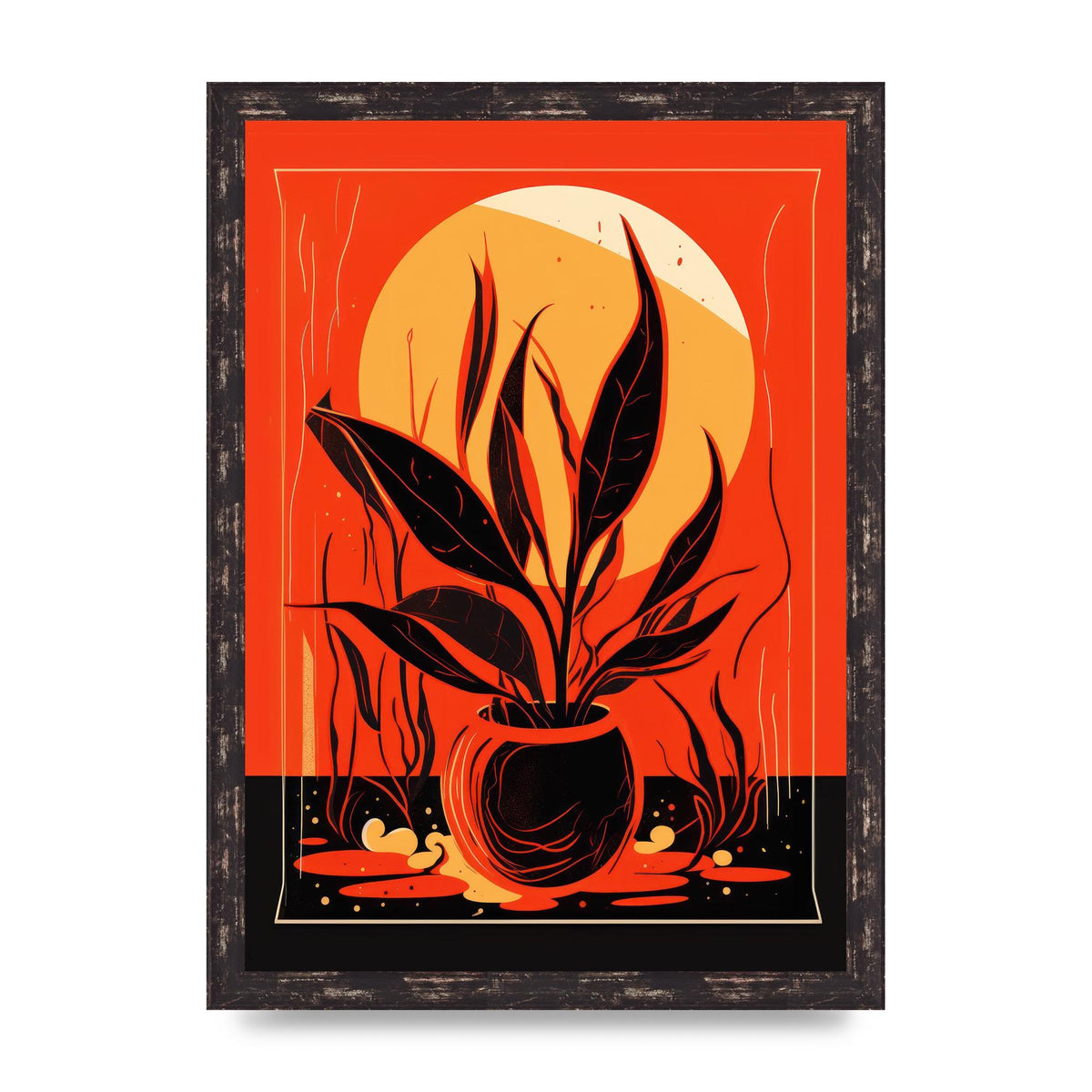Snake Plant on Vibrant Orange