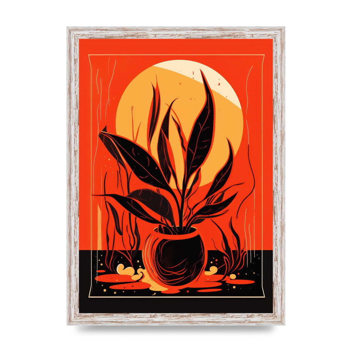 Snake Plant on Vibrant Orange