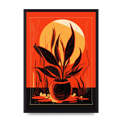 Snake Plant on Vibrant Orange