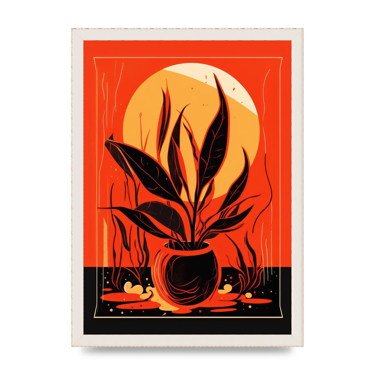 Snake Plant on Vibrant Orange