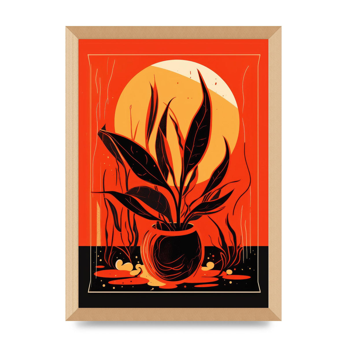 Snake Plant on Vibrant Orange
