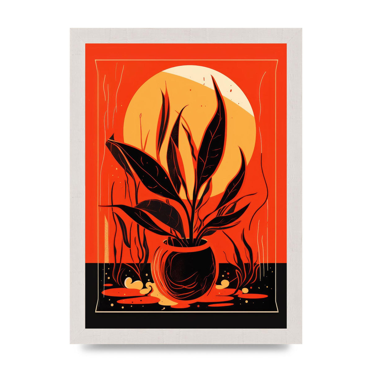 Snake Plant on Vibrant Orange